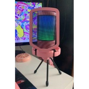 New USB Gaming PC Microphone for Streaming Podcasts, AmpliGame RGB Computer
